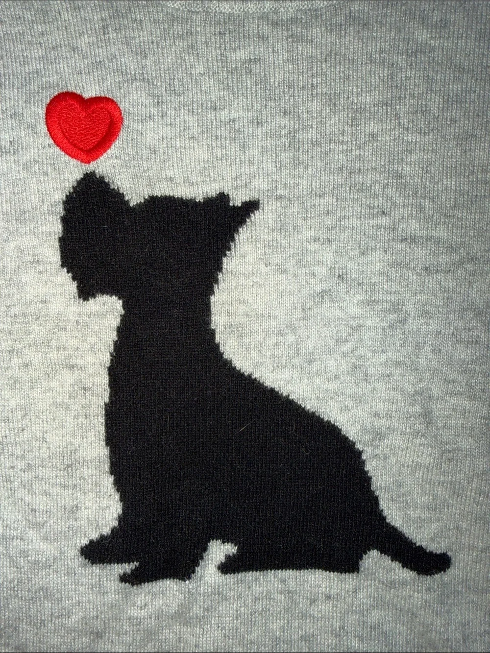 J. Crew Light Gray Intarsia Scottie dog sweater